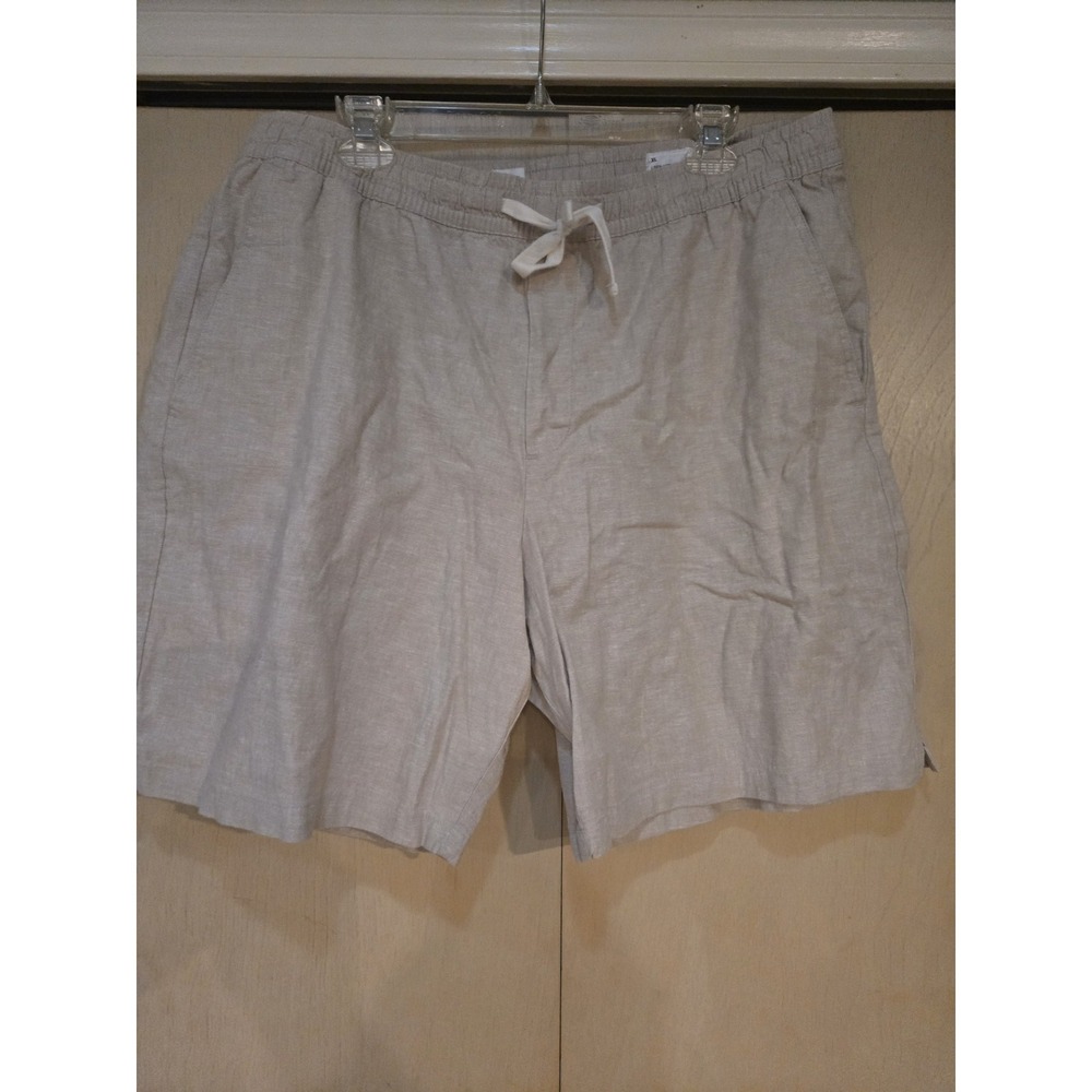 Gap Linen Cotton Easy Shorts Men's XL Beige Oatmeal Drawstring Elastic‎ Waist 8"